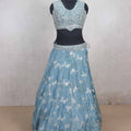 Pastel Blue Embroidered Lehenga Choli with Mirror Work Dupatta - Mangaldeep NX