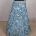 Pastel Blue Embroidered Lehenga Choli with Mirror Work Dupatta - Mangaldeep NX