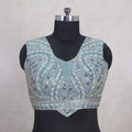 Pastel Blue Embroidered Lehenga Choli with Mirror Work Dupatta - Mangaldeep NX