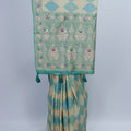Pastel Green and Beige Banarasi Silk Saree with Diamond Pattern and Intricate - Mangaldeep NX