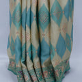 Pastel Green and Beige Banarasi Silk Saree with Diamond Pattern and Intricate - Mangaldeep NX