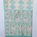 Pastel Green and Beige Banarasi Silk Saree with Diamond Pattern and Intricate - Mangaldeep NX