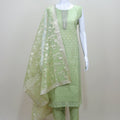 Pastel Green Cotton Straight Kurta Set with Gota Work Dupatta - Mangaldeep NX