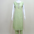Pastel Green Cotton Straight Kurta Set with Gota Work Dupatta - Mangaldeep NX