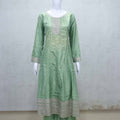 Pastel Green Embroidered Salwar Suit Set with Brocade Dupatta and Palazzo Pants - Mangaldeep NX