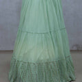 Pastel Green Lehenga with Colorful Embroidered Yellow Blouse - Mangaldeep NX