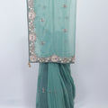 Pastel Green Soft Net Saree with Intricate Embroidery and Designer Border Perfect for Wedding Festive Wear - Mangaldeep NX