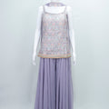 Pastel Lavender Embroidered Georgette Sharara Set - Mangaldeep NX