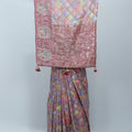 Pastel Multicolor Bandhani Silk Saree Pink Pallu Traditional Wedding Festive Wear - Mangaldeep NX