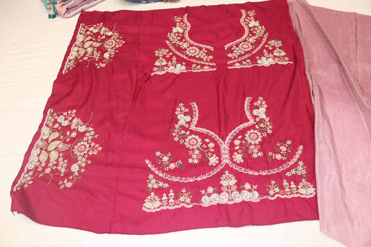 Peach Embroidered Georgette Saree with Zari Border - Mangaldeep NX
