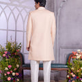 Peach Embroidered Indo Western Sherwani for Men - Mangaldeep NX