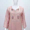 Peach Embroidered Kurta Set with Floral Printed Dupatta and Straight Pants for Women - Mangaldeep NX