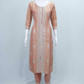 Peach Foil Printed Cotton Straight Suit Set with Embroidered Dupatta - Mangaldeep NX