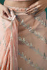 Peach Organza Saree with Gold Leaf Vine Print and Sequin Lace Border - Mangaldeep NX