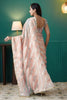 Peach Organza Saree with Gold Leaf Vine Print and Sequin Lace Border - Mangaldeep NX