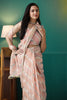 Peach Organza Saree with Gold Leaf Vine Print and Sequin Lace Border - Mangaldeep NX
