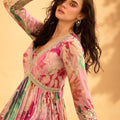 Perfect Pink Floral Anarkali Dress with Embroidered Dupatta - Mangaldeep NX