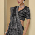 Black Silver Embroidered Designer Saree Party Wear
