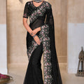 Designer Black Saree with Matching Blouse