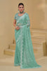 Elegant Mint Green Organza Saree Designer Blouse