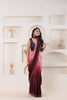 Pink and Maroon Satin Silk Saree with Embroidered Zari Border and Designer Blouse - Mangaldeep NX