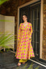 Pink and Yellow Rayon Bandhani Print Kurti with Palazzo Set for Festive Wear - Mangaldeep NX