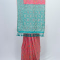 Pink Bandhani Print Saree with Green Traditional Rajasthani Ethnic Wear - Mangaldeep NX