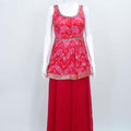 Pink Bandhani Printed With Mirror and Zari Sharara Set With Dupatta for Party Wear - Mangaldeep NX
