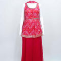 Pink Bandhani Printed With Mirror and Zari Sharara Set With Dupatta for Party Wear - Mangaldeep NX
