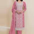 Pink Designer Chinon Straight Cut Salwar Kameez - Mangaldeep NX