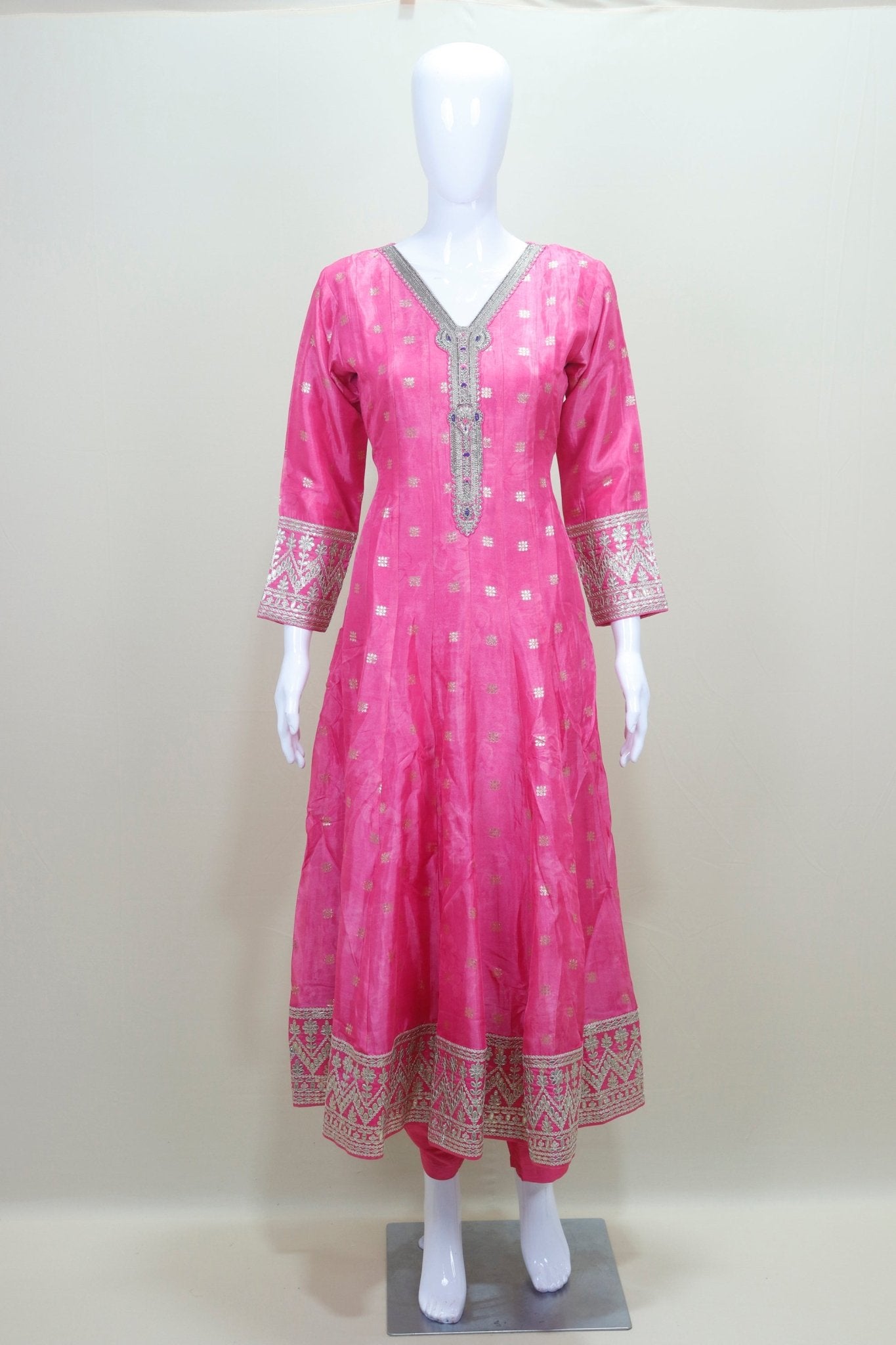 Pink Embroidered Anarkali Suit Set Traditional Festive Wear with Dupatta - Mangaldeep NX