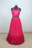Pink Embroidered Crop Top Lehenga Set with Jacket - Mangaldeep NX