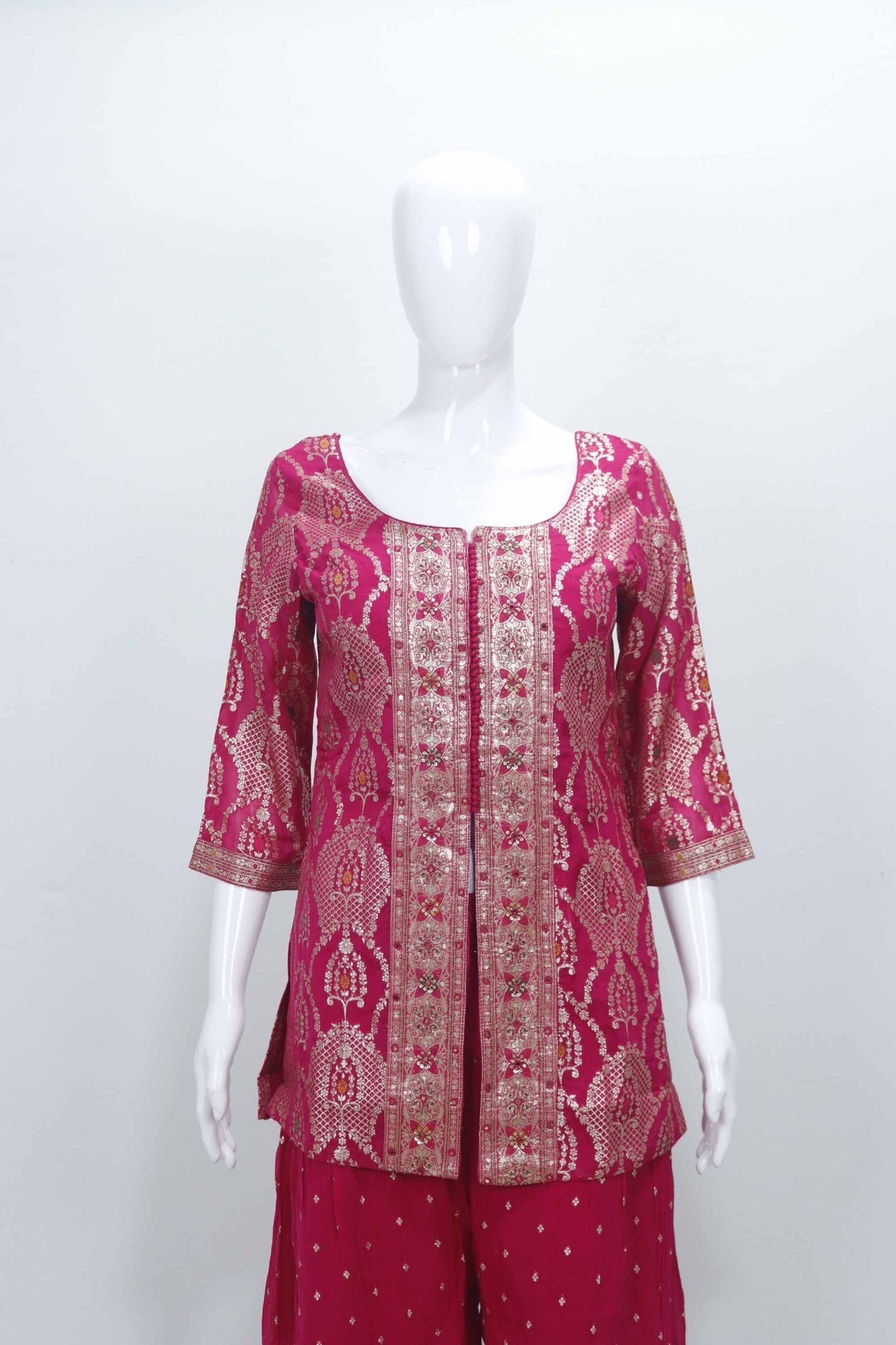 Pink Embroidered Party Wear Sharara Suit Set - Mangaldeep NX