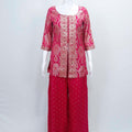 Pink Embroidered Party Wear Sharara Suit Set - Mangaldeep NX