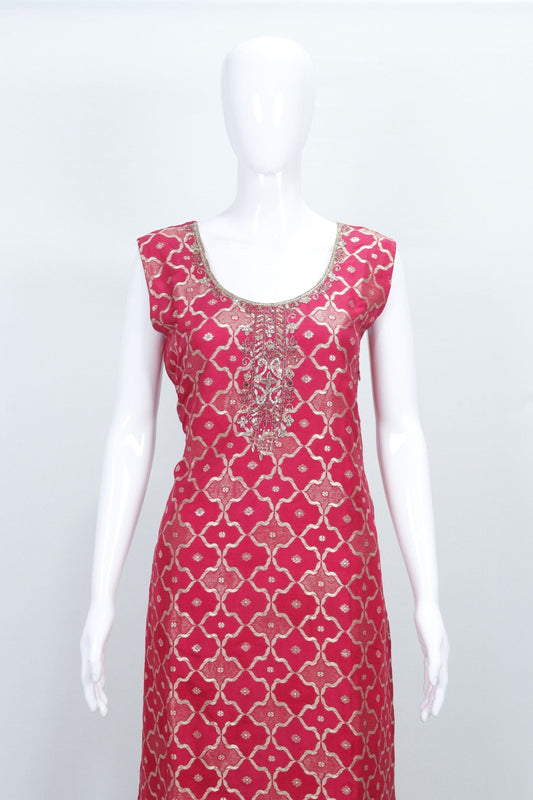 Pink Embroidered Straight Salwar Suit with Matching Dupatta - Mangaldeep NX