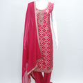 Pink Embroidered Straight Salwar Suit with Matching Dupatta - Mangaldeep NX