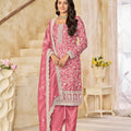 Pink Embroidered Straight Salwar Suit with Matching Dupatta - Mangaldeep NX