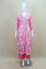Pink Floral Printed Cotton Kurta Set Palazzo Elegant Festive Casual Wear Suit - Mangaldeep NX