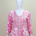 Pink Floral Printed Cotton Kurta Set Palazzo Elegant Festive Casual Wear Suit - Mangaldeep NX
