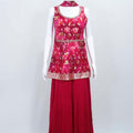 Pink Floral Printed Georgette Sharara Set with Dupatta for Party Wear - Mangaldeep NX