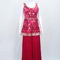 Pink Floral Printed Georgette Sharara Set with Dupatta for Party Wear - Mangaldeep NX