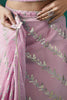 Pink Organza Saree with Gold Leaf Vine Print and Sequin Lace Border - Mangaldeep NX