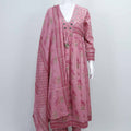 Pink Printed Anarkali Kurta Set with Mirror Work and Dupatta for Women - Mangaldeep NX