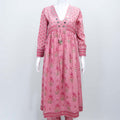 Pink Printed Anarkali Kurta Set with Mirror Work and Dupatta for Women - Mangaldeep NX