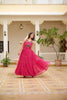 Pink Printed Cotton Gown with Embroidered Yoke - Mangaldeep NX