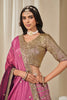 Pink Silk Embroidered Lehenga Choli Set with Sequined Blouse and Contrast Dupatta - Mangaldeep NX