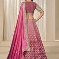 Pink Silk Embroidered Lehenga Choli Set with Sequined Blouse and Contrast Dupatta - Mangaldeep NX