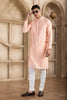 Pink Silk Kurta Pyjama Set with Mirror Embellished Placket - Mangaldeep NX