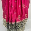 Pink Silk Saree with Navy Blue Velvet Pallu & Heavy Zari Embroidery - Mangaldeep NX