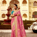 Pink Woven Design Banarasi Silk Saree with Gold Zari Work - Mangaldeep NX